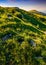 Mountain ridge with peak behind the hillside at sunset