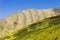 Mountain ridge with rock outcrops in the Carpathian Mountains