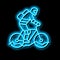 mountain riding bike neon glow icon illustration