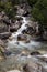 Mountain river, big rocks, cascade