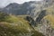 Mountain river canyon near Cascata delle Pisse waterfall in valley of Pisse, Alagna Valsesia area, Italy