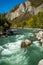 mountain river flows over the rocks. The rivers are altai. Nature is altai