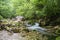 Mountain river in forest and mountain terrain, Grand canyon, Crimea