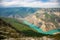 Mountain river landscape. Wild turquoise river in a mountain canyon, top view