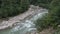 Mountain River with Rocky Rapids and Cascades of Rapidly Water. Carpathian