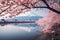 Mountain River Serenity: A Breathtaking Cherry Blossom View