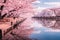 Mountain River Serenity: A Breathtaking Cherry Blossom View