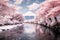 Mountain River Serenity: A Breathtaking Cherry Blossom View