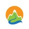 Mountain and river, vector logo