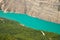 Mountain river water landscape. Wild turquoise river in a mountain gorge.