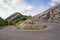 Mountain road with 180 degree turn. Montenegro, view of Lovcen National Park