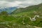 Mountain road. Austria. Amazing landscape with road snowy mountain peaks. Tauern National Park.