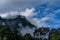 Mountain road landscape terrain green land nature view in summer