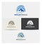 Mountain Road Logo, Icon, Logo for Corporate Business, Card Mock up in Several Colors, Blue, Circle, Wave, Peak