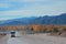 Mountain road from Mendoza to Santiago with autumn