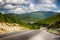 Mountain road, paved road serpentine in the mountains. Mountain landscape