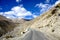 Mountain roads with blue sky Landscape and scenery in Leh, Ladakh, India