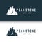 mountain rock peak logo simple design black silhouette natural stone brand template