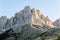 Mountain rocky massif in the rays of the sun