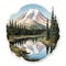 Mountain And Rogue River Sticker: Realistic Hyper-detailed Art