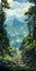 Mountain Scene With Peculiar Spruce - Miyazaki Hayao Style