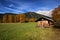 Mountain scenery in the Alps with old alpine hut shed. Mieminger plateau, Austria, Tyro