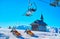 The mountain scenery with chapel and rescue sleds, Schmitten, Zell am See, Austria