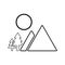 Mountain, scenery outline icon. Line art vector