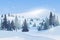 Mountain scenery or snowy nature landscape, vector