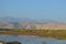 Mountain and sea nurture sunshine sunset in oman bird flamingo