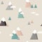 Mountain seamless pattern. Flat style cartoon Mountain