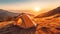 Mountain Serenity: Sunset Camping Adventure Amidst Nature\\\'s Beauty