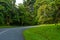 Mountain serpentine asphalt road in the Asian mountain jungle