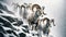 Mountain Sheep Herd Rams Bighorn Winter Wilderness Wildlife Snowy Rocky Mountains Canada AI Generated