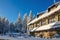 Mountain shelter on Turbacz in winter scenery