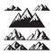 Mountain sign vector illustration - icons set. Silhouette abstract symbol. Black and white color. Graphic design elements.