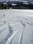 Mountain ski trails in the snow