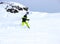 Mountain skiing, child boy skiing down the mountain