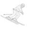 Mountain slalom skier silhouette sketch on white background