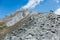 Mountain slope in Col Agnel mountain pass with loose slate layers