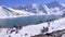 Mountain snow, lagoon and landscape n Chile