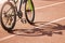 Mountain speed bike at the stadium and shadow at the stadium