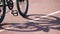 Mountain speed bike at the stadium and shadow at the stadium