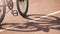 Mountain speed bike at the stadium and shadow at the stadium