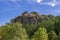 Mountain of stones seen from its hillside.