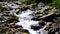 Mountain stream with large dark stones