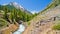A Mountain Stream and an old bridge foundation in Animas Forks, a Ghost Town in the San Juan Mountains of Colorado