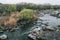 Mountain stream rough water flow waves landscape stones