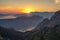 Mountain Sundown in the Kotor Bay Boka Kotorska, Montenegro