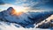 Mountain Sunrise Serenity: The Sun\\\'s First Glimpse Over Majestic Peaks
